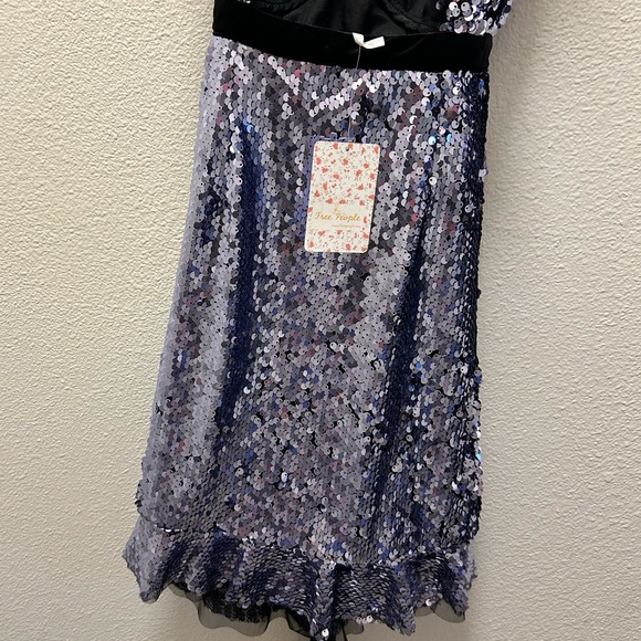 New Free People Siren Sequin NWT Party Mini Dress Black/Purple Size 2 - Picture 5 of 9